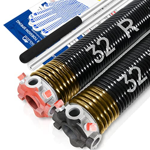 YoToolGDS Garagentor-Torsionsfeder-Set mit rutschfesten Wickelstangen und Handschuhen, hochpräzise Elektrophorese, ölfrei, schwarz beschichtet für Ersatz, min. 16.000 Zyklen (1 x 5,1 x 81,3 cm)