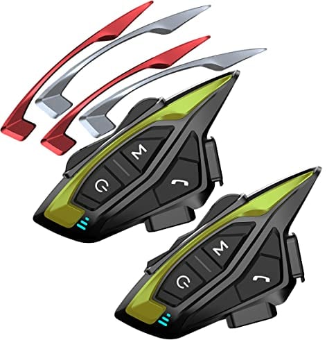 QSPORTPEAK Motorrad Intercom, Shark08 Helm Headset für bis zu 8 Motorräder mit Reichweite von 1200m, DSP und CVC Geräuschunterdrückung Motorradhelm Kommunikationssystem mit Musikteilen Funktion