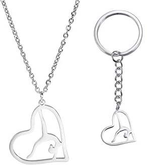 VASSAGO Gymnast Charm Halskette Gymnastik Geschenke für Mädchen Flipping Gymnastik Sport Herz Anhänger Halskette Edelstahl Inspirierende Schmuckgeschenke für Frauen Turner Trainer Sport Ballerina