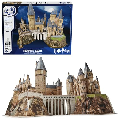 4D Puzzle Kit de Modélisme pour Puzzle 4D Harry Potter, Château de Poudlard de 209 pièces, Décoration de Table Harry Potter, Idée Cadeau, Puzzle de Construction pour Adultes et Garçons, 12+ Ans