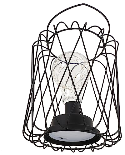 DOITOOL Schmiedeeiserne Laterne Käfig Laterne Lampe Industrielle Led-Laterne Industrielle Schreibtischlampe Käfiglaterne Aus Metall Kabellose Laterne Mit Metallkäfig Metallkorb Kerze Eisen