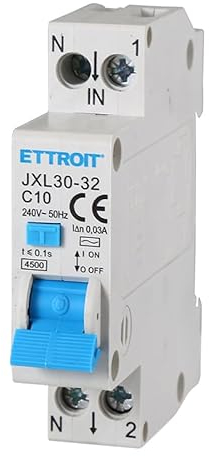 ZOREI Interruptor Magnetotérmico Diferencial, 1P+N 4.5kA 30mA 220V, Ocupa 1 Módulo DIN, Disponible 6A 10A 16A 25A (1P+N 10A)