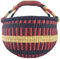 Bolga Korb Afrika - XXL - Das Original aus Ghana - Bunt - Fair Trade - Rund - Viele Farben - Afrikanischer Graskorb mit Ledergriff - Flechtkorb 30-40 cm - Rundkorb mit Wunschdesign (Obuasi)