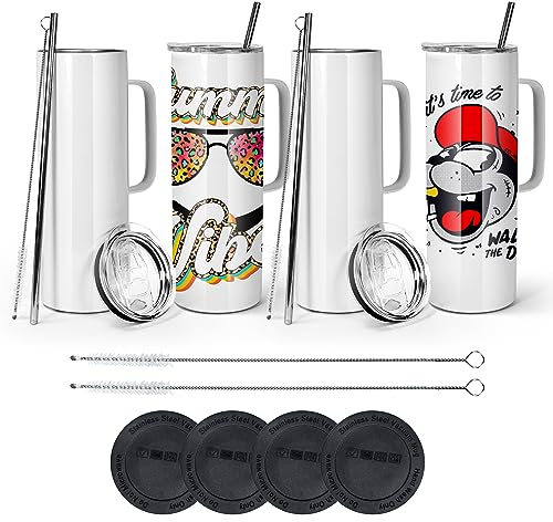 AGH life 30oz Sublimation Tumblers with Handle Straight Skinny Tumblers, Stainless Steel Vacuum Insulated Tumblers with Lid & Straw, Portable Travel Coffee Tumblers, Keeping Chilled up to 12 Hours