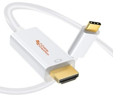 CableCreation USB C zu HDMI Weiß 10ft, Typ C 4K Kabel Thunderbolt 3/4 Kompatibel, USB-C Android Telefon zu TV, Arbeit Mit iPhone 15 Serie, MacBook, iPad Pro, Galaxy