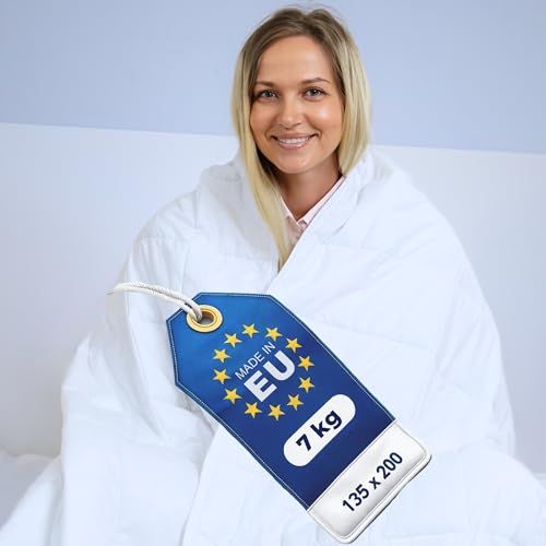 Amabeen Gewichtsdecke 7kg 135x200 cm - EU-Hergestellt - Therapiedecke mit Glasperlen - Schwere Entspannungsdecke