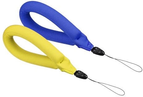 PATIKIL Floating Wrist Straps, 2Pcs Neoprene Waterproof Lightweight 250g Buoyancy Wristband Strap for Underwater Camera Swimming Snorkeling, Yellow, Blue