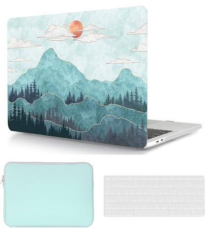 Laptop Hülle für MacBook Pro 14 Zoll Modell A2442 A2779 A2918 A2992 M1/M2/M3 2021/2023 Freisetzung mit Touch ID, Plastik Schützend Hartschale Case Cover & Tastaturschutz & Tasche, Berg