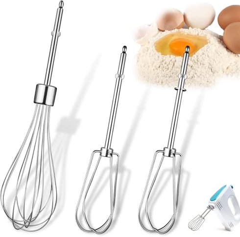 SDwfxd 3 pcs mini fouet kit, 2 types fouets pour batteur à main de rechange, robot de cuisine émulsifiants mélangeur de rechange pour mélangeur à main