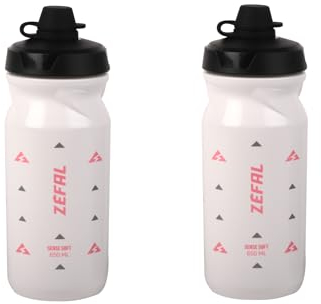 ZEFAL Pack Sense Soft 65 No-Mud - Lot de Deux Bidons Velo et VTT - Gourde Sport Souple et Inodore - Bidon Eau Sans BPA - Tetine Silicone - Blanc, 2 x 650 ml