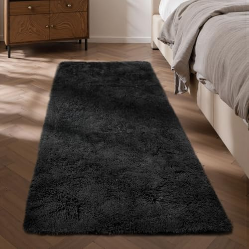 Sour Lemon Teppiche Wohnzimmer 80x160cm, Läuferteppich für Schlafzimmer, waschbarer rutschfester flauschiger Teppich zottelig weich modern Bodenteppiche Matte Beistellteppiche für Kinder Flur