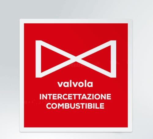 GLOBAL CARTELLO SEGNALETICO QUADRATO - Valvola intercettazione combustibile - segnale Adesivo Extra Resistente, Pannello in Forex, Pannello In Alluminio (Pannello in Alluminio, 15 cm Lato)