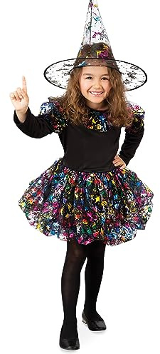 FRIES Kleid Funkelhexe für Halloween, Fasching oder Event, erhältlich in den Größen: 104, 116, 128 (104)