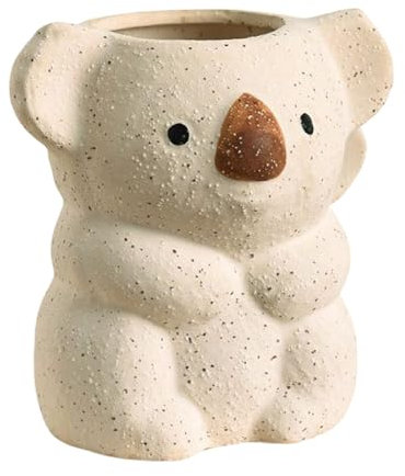 Whbbbj Niedliche Koala-Pflanzgefäß-Dekoration, niedlicher Koala-Stifthalter, kreativer Cartoon-Make-up-Pinselhalter, Sukkulenten-Pflanzgefäße, Blumentopf, Koala-Vasen mit Ablauflöchern (Size : Large)