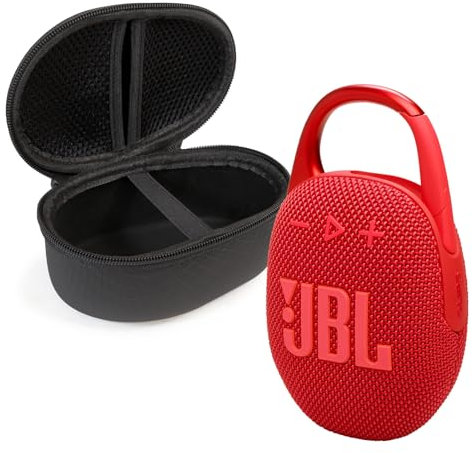 JBL Clip 5 Bluetooth Speaker and divvi! Protective Case - Red