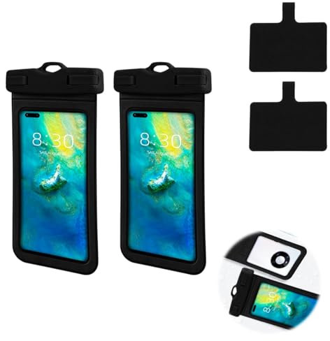 Confezione da 2 custodie per cellulare impermeabili subacquee, custodia per cellulare impermeabile IPX8 fino a 7 pollic compatibile con iPhone 15 14 13 12 11 Pro Max Samsung S22 S23 (Nero)