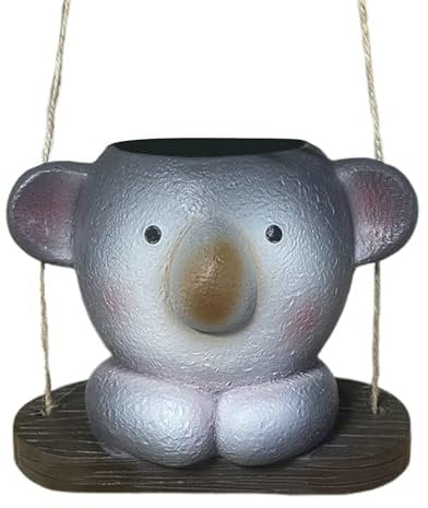 Swing Face Blumentopf, Swing, Blumentopf Koala Face Swing aus Kunstharz – dekorativer Blumentopf für drinnen und draußen, Gartenornamente, künstlerische Vase für Orchideen, m