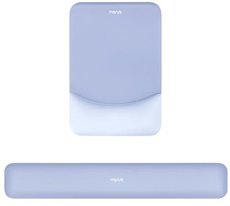 MOSISO Repose-Poignet pour Tapis de Souris & Clavier Set,Ergonomique Mouse Pad Antidérapante Rectangle Domicile/Bureau Soulagement Douleur,Repose Poignet Surélevé Courbé Mousse à Mémoire,Bleu Sérénité