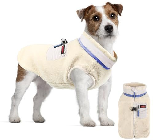 FEimaX Warme Hundemantel Winddichte Haustier Winter Fleece Hundejacke Winterweste mit D-Ring Hundekleidung Welpenjacke für Kleine Mittlere Hunde