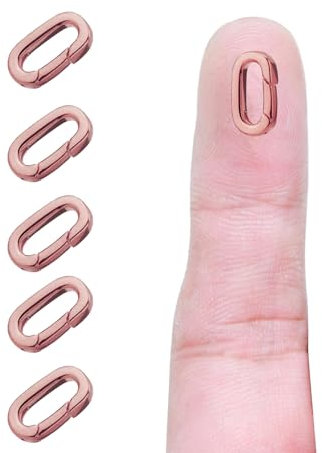 SJUIEO 5-teiliger ovaler Schmuckverschluss aus Roségold mit Verschluss-Federring zur Herstellung von Schmuck, Halsketten und Armbändern (14 x 7,8 x 2,2 mm) (Roségold)