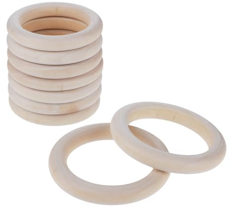 10 Stück Holzringe zum Basteln Kleine Holzringe Holzring Hölzern 70mm Makramee Natürlich Holz Ringe, Naturholzringe Holzkranz, Bastelring für DIY Handwerk Ring Anhänger Schmuck