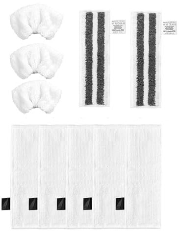 10 Kit Accessoires pour Kärcher SC2 SC3 SC4 SC5-5 Bonnettes Microfibre Ultra, 2 Serpillières à Rayures, 3 Chiffons pour Buse Manuelle Lavettes pour Karcher Nettoyeur Vapeur