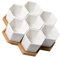 FONDOTIN 7er Set Hexagon Pflanzenkübel Für Sukkulenten Kreative Weiße Töpfe Mit Bambusuntersetzer Für Stilvolle Pflanzenarrangements Ihrem Zuhause