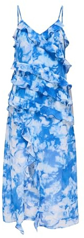 ONLY Women's Onlsine Life Strap Frill Long Dress WVN Elegant Long Summer Dress with Ruffles, Blissful Blue, XL