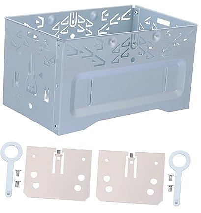 DOITOOL 1 Set Radio Metal Frame Car 2 Din Universal Radio Double Din Stereo Fitting Cage Kit Radio for Stereo under Dash Kit Radio Faceplate Mounting Kit Dashboard Fitting Cage Iron Silver
