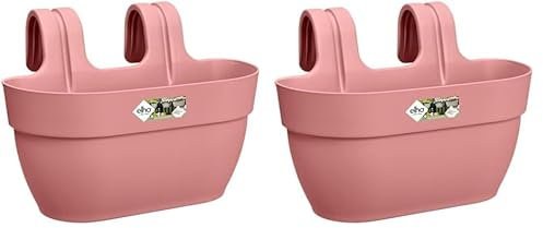 Elho Vibia Campana Easy Hanger M 36 - Planteur pour Balcon & Extérieur - Ø 36.0 x H 26.5 cm - Rose/Rose Poussière (Lot de 2)