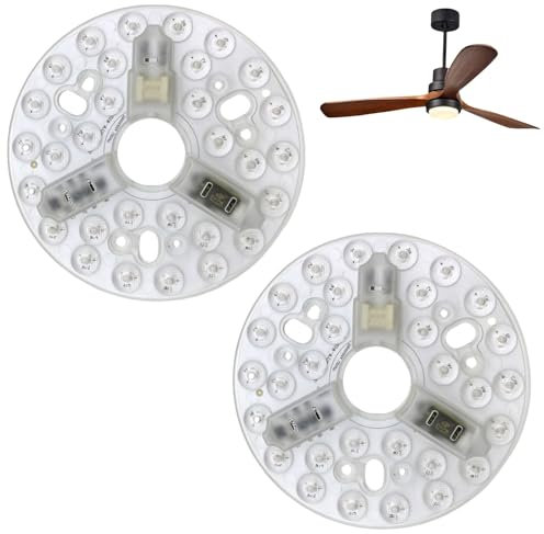 Genérico Reemplazo de Luz LED de Ventilador de Techo 15W 3CCT Dimmable Kit de Modernización con Función de Memoria Base de Aluminio Universal Compatible con la Mayoría de los Ventiladores (2 PCS)
