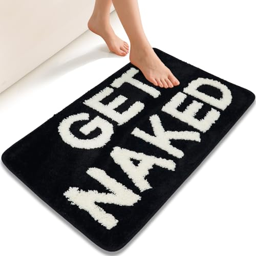 Ragelion Badematte Get Naked Bath Mat Badteppich Badezimmer Bad Teppich rutschfest Waschbar (Schwarz, 80 x 50 cm)