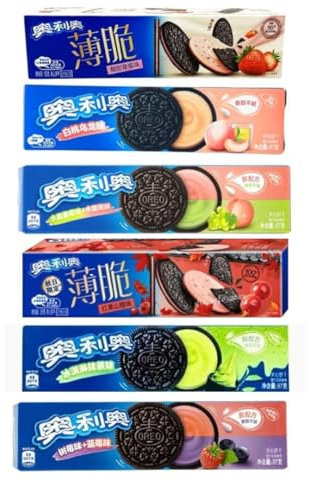 Lot de 6 paquets d'essai de biscuits sandwich chinois – 6 x 97 g – Saveurs aléatoires – 9 goûts possibles