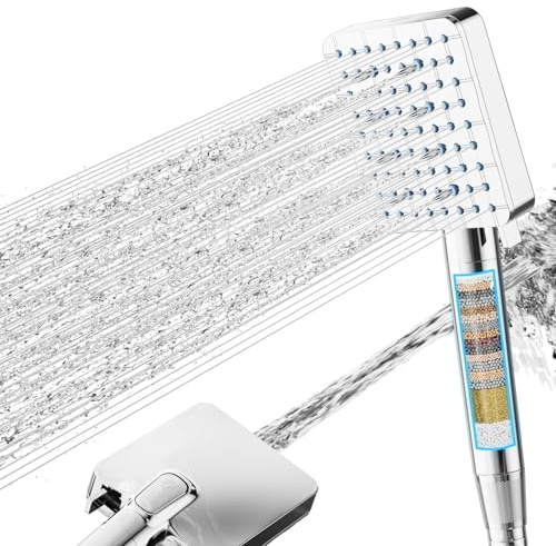 Cobbe Pommeau de douche avec filtre 20 étapes et flexible 6+1 jets élimine le chlore et les métaux lourds haute pression et économie d'eau finition chromée