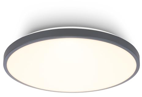 BRILONER - LED Deckenlampe mit Dekorblende, warmweiße Lichtfarbe, 17,5W, 2400lm, LED Lampe, Deckenleuchte, Wohnzimmerlampe, Küchenlampe, Deckenbeleuchtung, Flurlampe, 33 x 6 cm (DxH), Anthrazit
