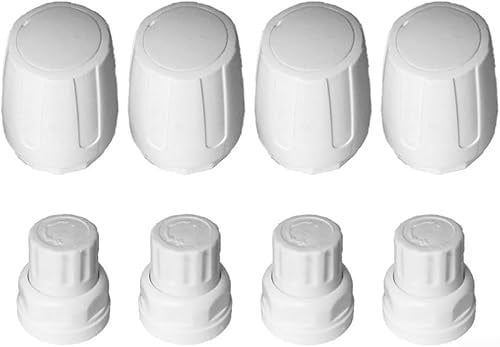 Heizkörperventilkappe, M30 x 1,5 Gewinde, Heizkörperkappe, weißer Kunststoff, Fußbodenheizungskrümmer, Handradschalter für Heizkörper und Temperaturregelung (4 lang + 4 kurz)