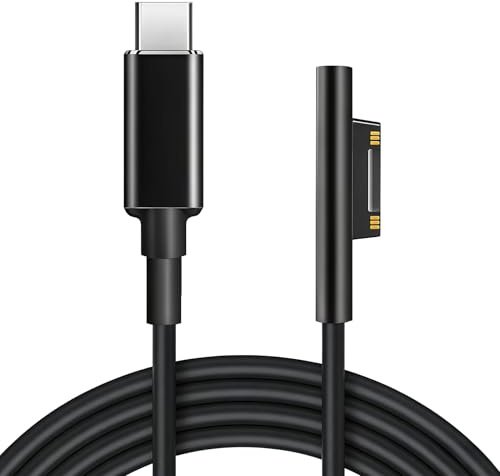 Cable USB-C para Surface 45W, Cargador Tipo C PD 15V 3A Nylon Trenzado 2M Carga Rápida Compatible con Microsoft Surface Pro 3/4/5/6/7 para Surface Go 2 Laptop 1/2/3,Book 1/2 (Requiere Cargador PD)