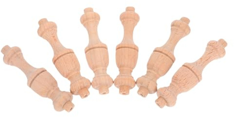TOMETURE 6 Stück Unbemalte Massivholz Holzbalusterspindeln in Kürbisform Klassische Römische Dekosäule für Selbstgemacht Möbelprojekte und Holzschrankdekoration