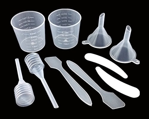 yueton 2 Sets mit 5 verschiedenen nachfüllbaren Werkzeugen, Trichter/Messbecher/Transferpipetten/Maskenspatel/Kosmetikschaufel