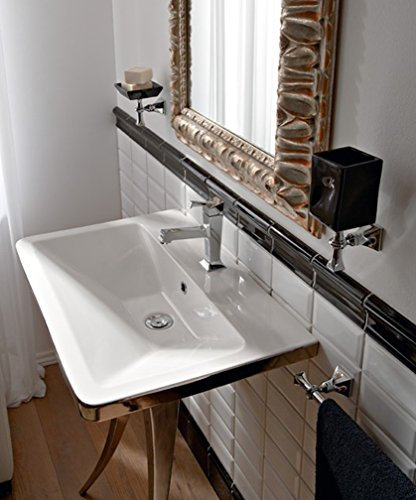 Waschbecken Bad Retro ausgesetzt/Unterstützung Weiß/Platin cm70,5 X 46,5 Butterfly Scarabeo