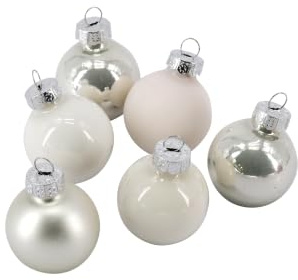 Hochwertige & Dekorative Glas Weihnachtskugeln – Größe: XS - Klassische Christbaumkugeln & Einzigartige Farbauswahl – Glänzend & Matt - Glaskugeln Weihnachten (Weiß, Ø 3cm (45 Stück Sortiert))