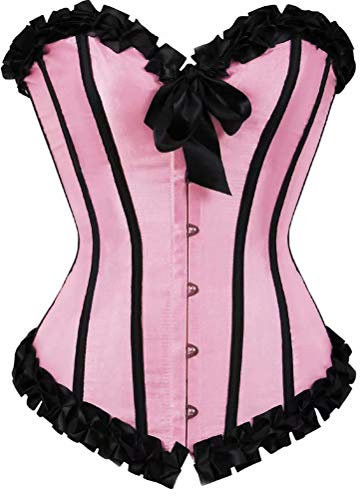 Corsetto Bustino Sexy Intimo Vittoriano Taglie Forti Vittoriano Burlesque Donna Sexy Top Rosa S