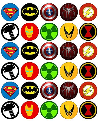 Cupcake-Topper mit Superhelden-Logos, essbares Oblatenpapier, Feenmotiv, 30 Stück