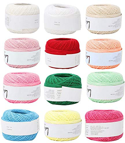 Häkelgarn Strickgarn Häkeln Fäden Häkelgarn aus Baumwolle für Stickerei Handwerk Nadelstickerei Stricken Projekt Handgemachte Handwerk(12 colors)