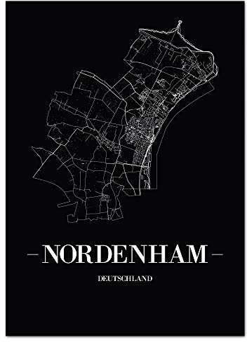 JUNIWORDS Stadtposter - Wähle Deine Stadt - Nordenham - 30 x 40 cm Poster - Schrift A - Schwarz