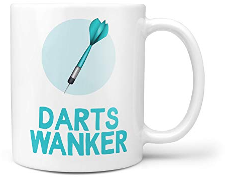 TeHe Gifts Darts Wanker Gift Mug Funny Rude for Him Her Men Women Birthday Gifts