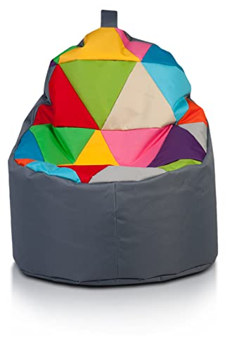 Ecopuf - Yoko Patchwork Pouf Sessel Outdoor - Sitzsack Kinderzimmer - Robuster Stoffsack - Entspannungssessel - Wohnungseinrichtung - Sessel Größe XL - 70x75cm, Grau Nc16