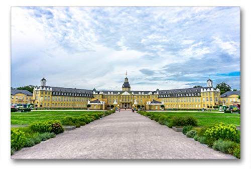 Premium Textil-Leinwand 90 x 60 cm Quer-Format Das Schloss in Karlsruhe | Wandbild, HD-Bild auf Keilrahmen, Fertigbild auf hochwertigem Vlies, Leinwanddruck von Christine Nöh