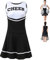 ThreeH Cheerleader Kostüm Verrücktes Kleid Musikalische Uniform für Frauen Cheerleading-Outfit Eine Größe NO Pom-Pom,Black