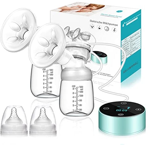 PiAEK Breast Pump, Electric Breastfeeding Pump 3 Modes 10 Levels Dual Rechargeable Nursing Double Breast Milk Pump Massage with Touchscreen LED BPA Free